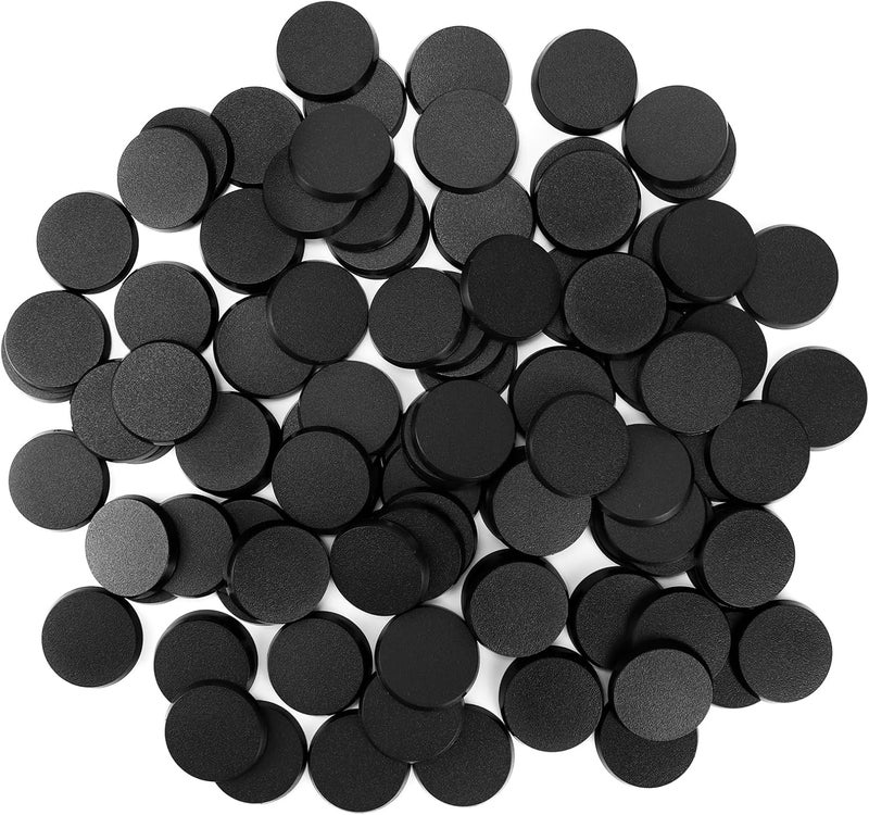 FIGURESLAB Store 100PCS 40mm/1.57inch Textured Plastic Black Round Miniature Bases, Model Base for Gaming Miniatures or Wargames Table Top Games - Image 1